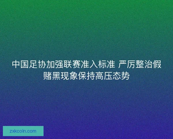 中国足协加强联赛准入标准 严厉整治假赌黑现象保持高压态势 中国足协加强联赛准入标准 严厉整治假赌黑现象保持高压态势